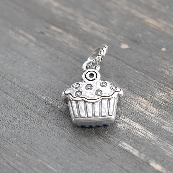 Brighton Cupcake ABC Dangle Charm Reversible Blue Pink Enamel Crystal Retired - Picture 3 of 5